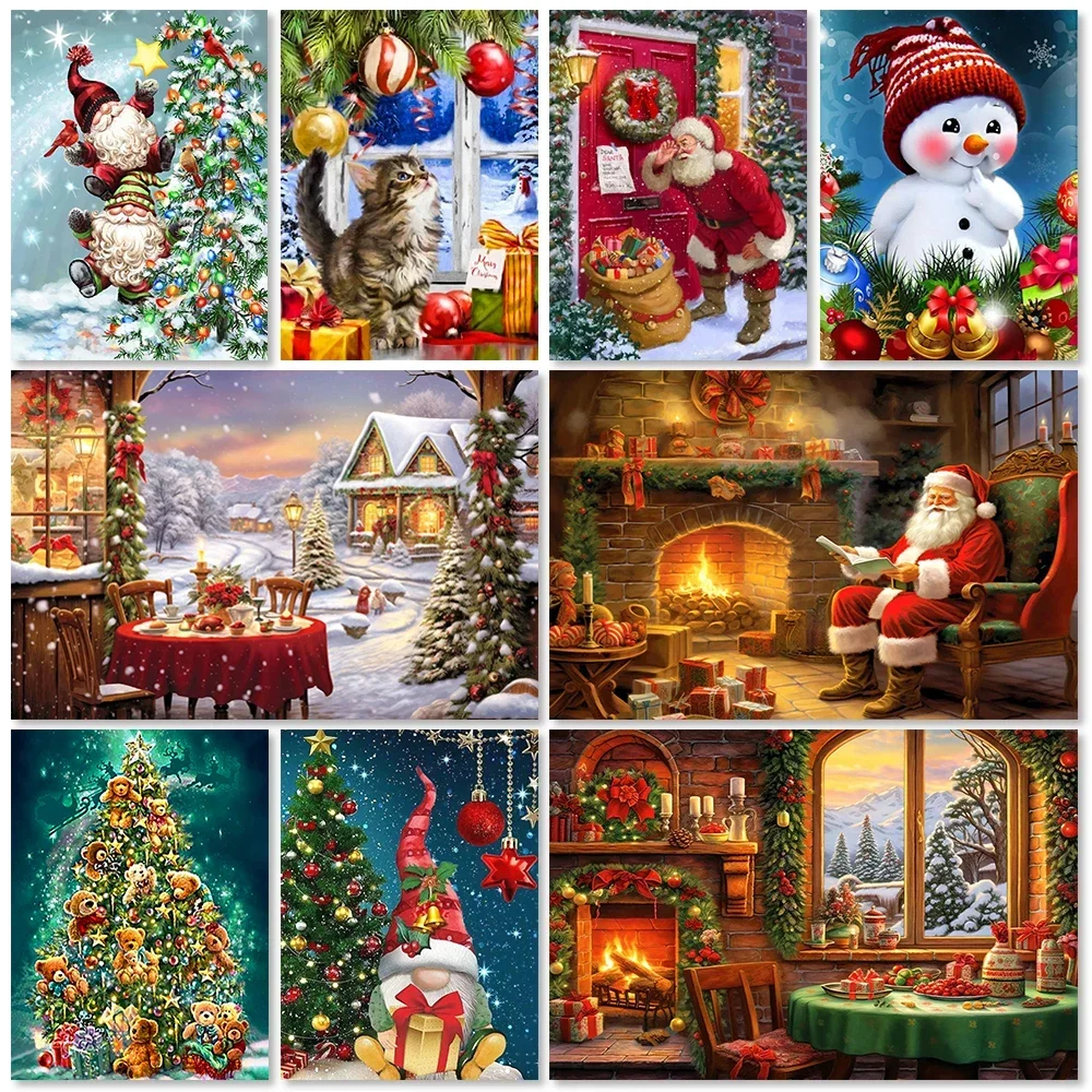 5D DIY Diamond Painting Cartoon Santa Claus Snowman Full Diamond Mosaic Embroidery Christmas Cross Stitch Art Home Decoration