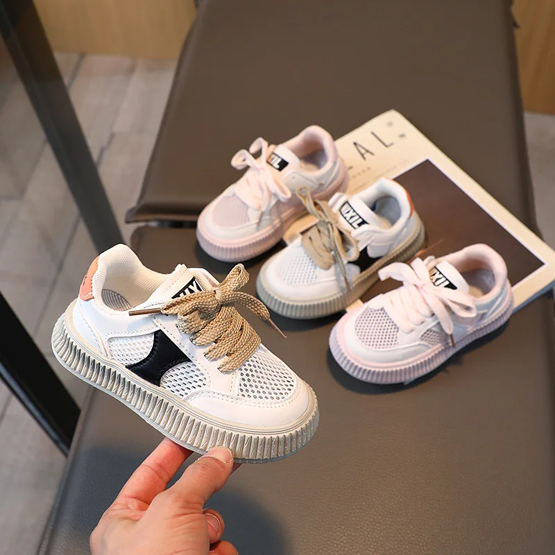 

Spring/Autumn Children Casual Shoes Boy Girl Mesh White School Shoes Soft Non-Slip Rubber Casual Kids Sneakers