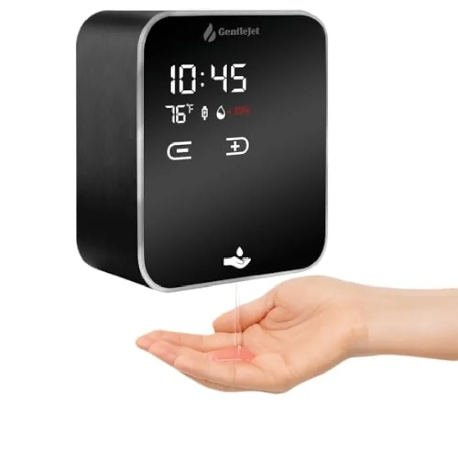 

Wall Mount Touchless Liquid Soap Dispenser with Motion Sensor for Bathroom Kitchen Aluminum Alloy Body Silver Color Digital LED