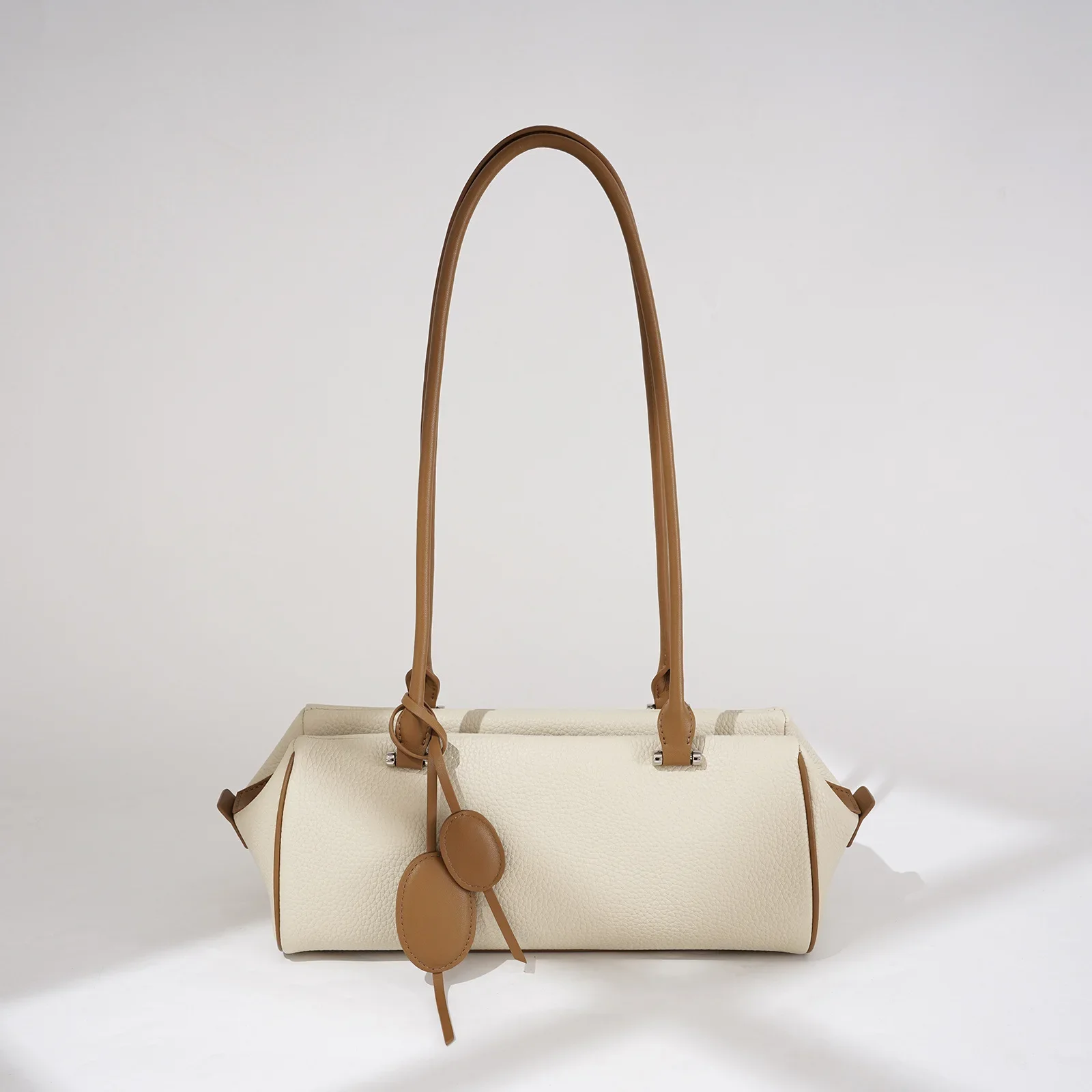 

Leather Small Handbag Women's 2026 New Boston Bag Fashion First Layer Togo Cowhide Texture Messenger Small Square Bag