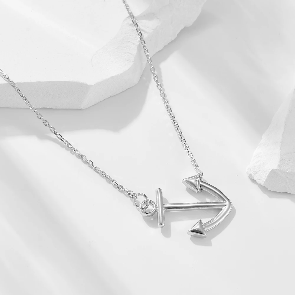 من المألوف فريد مرساة قلادة معلقة الديكور قلادة فضية نقية الهيب هوب العصرية السيدات سلسلة الترقوة المجوهرات