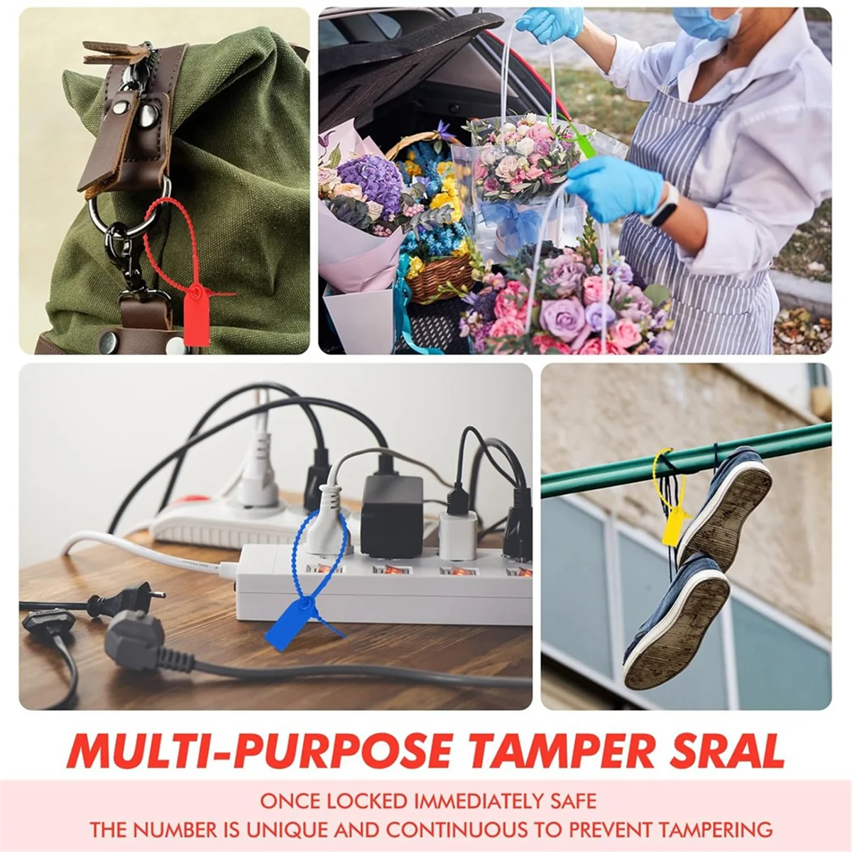 ABXHH 500 pezzi guarnizioni antimanomissione in plastica fascette per etichette di sicurezza vuote segnaletica autobloccante monouso fascetta sigillante per camion rimorchio 25 cm