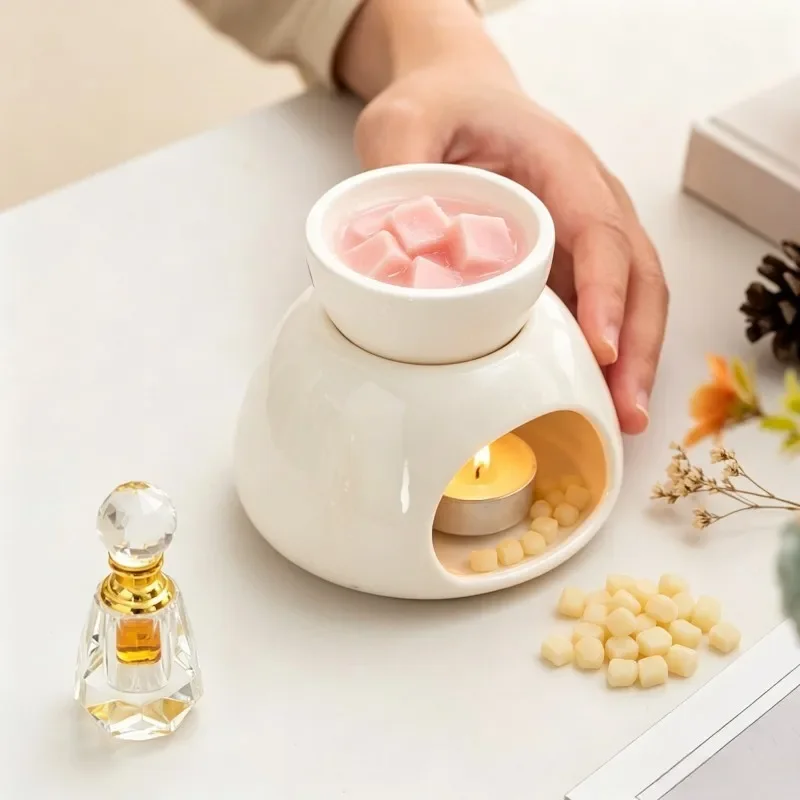 Detachable Ceramic Wax Melt Burner Tea Light Essential Oil Burner Home Aroma Candle Warmer Home Desktop Fragrance Decor Gift