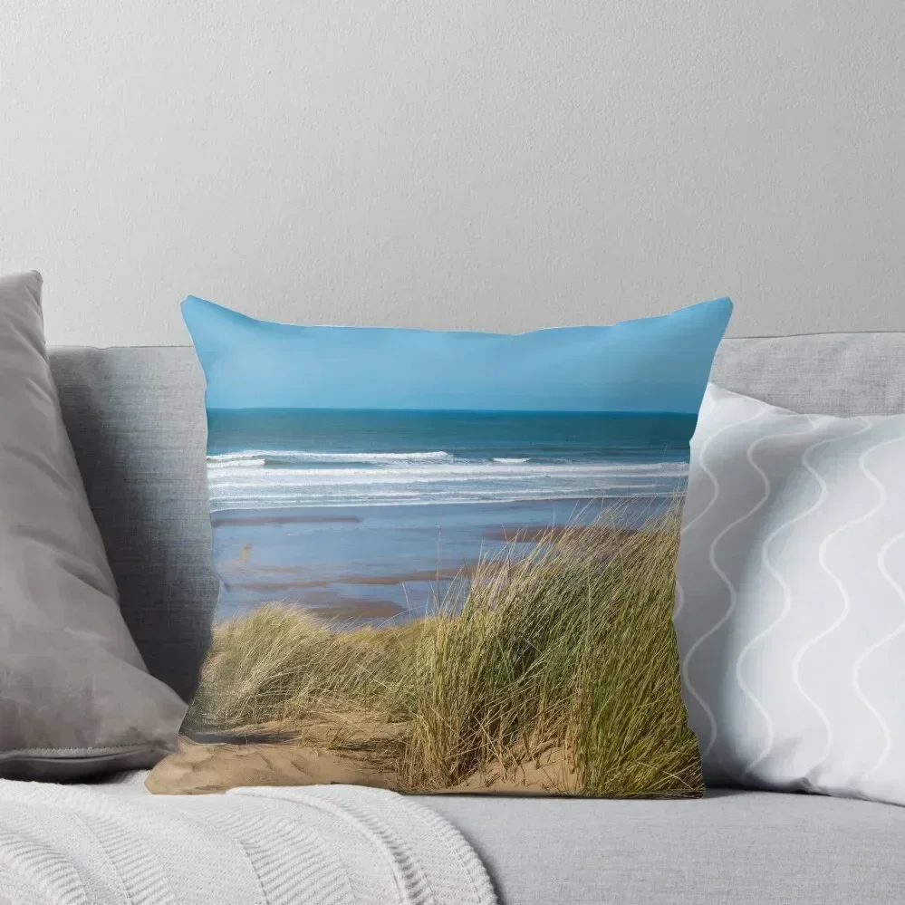 Croyde Bay beach in North Devon Throw Pillow Christmas Cushion For Home Sofa Cover pillow