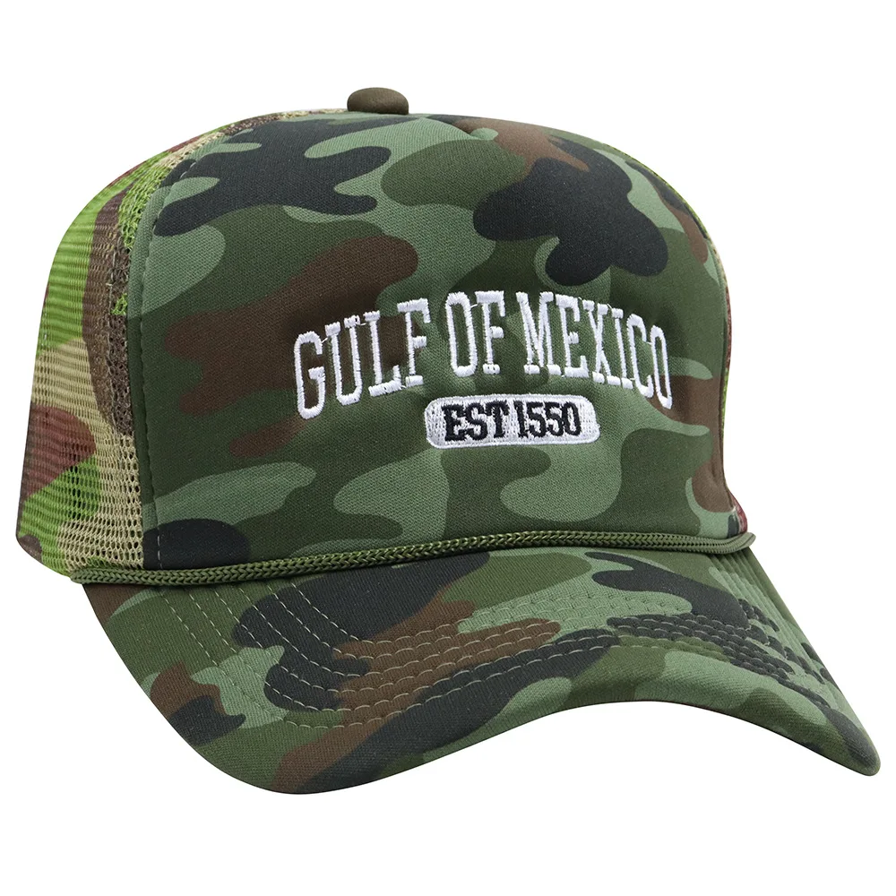 

GULF OF MEXICO EST.1550 Trucker Hat Embroidered Mesh Back Vintage Snapback Cap Adjustable Patriotic Outdoor Rope Hat Men Women