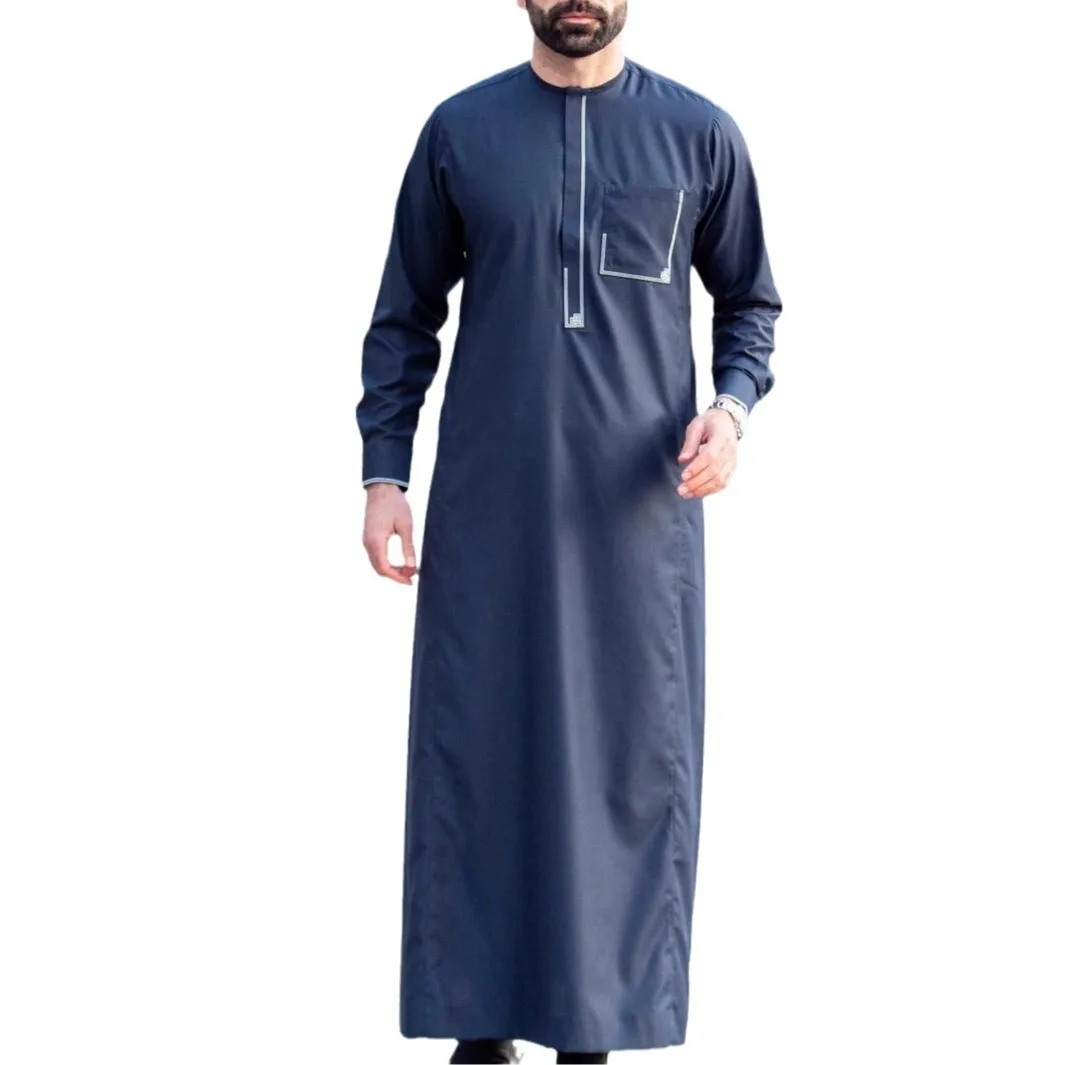 Nuovo abito musulmano tasca laterale abbigliamento islamico allentato da uomo manica corta Juba Thobe