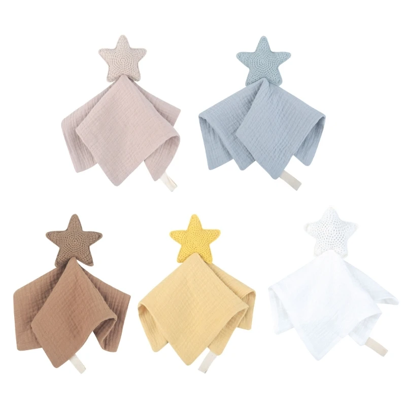 

Baby Infant Animal Soothe Appease Towel Lovely Knitted Star Decor Appease Doll for Newbrons Cotton Soft Comforting Towel