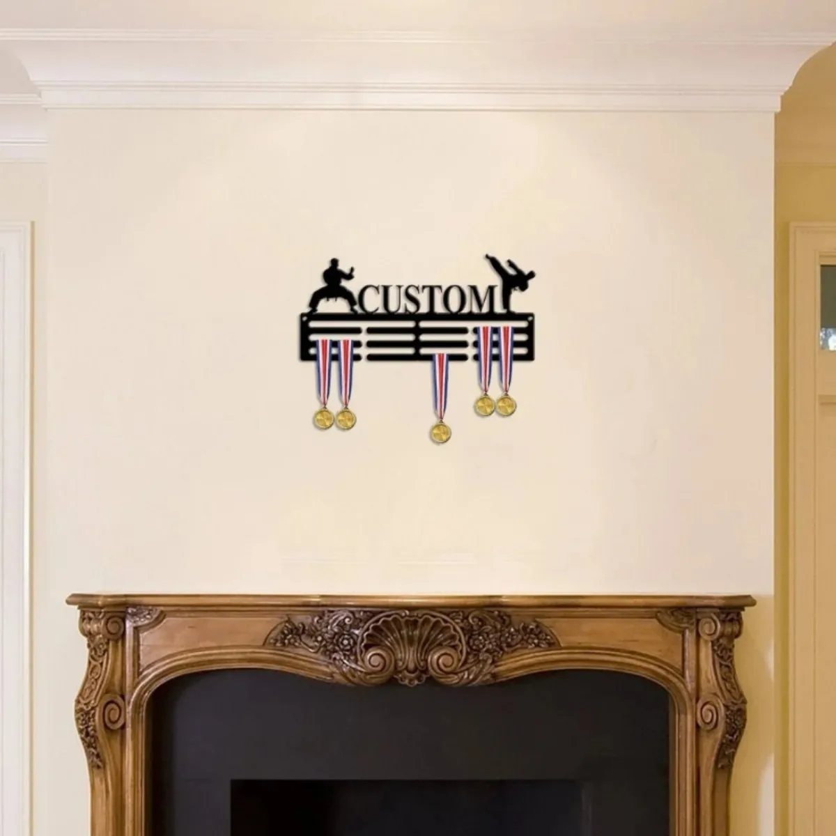 Custom Personalized Male Karate Award Medal Holder - 12-Rung Medal & Ribbon Hanger with Custom Karate Name. image 5