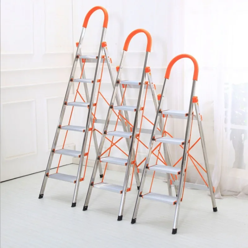 Aluminum Ladder 3/4/5/6Steps Portable Herringbone Folding Non-slip Ladder Home Indoor Ladder Marine RV Hardware Accessories