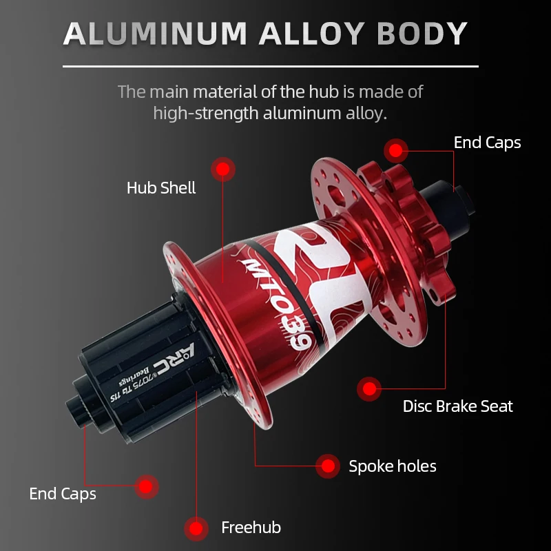 ARC 039 MTB Hub Bicycle Hub Front 9x100 Rear 10x135 Cube Arc 32 Hole Mtb 6 Pawls Freehub for HG 8-11 V XD Micro Spline 12 V Cube