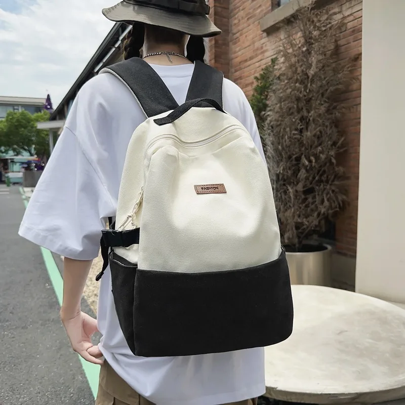 Mochila de lona Unisex para mujer, de colores mezclados morral escolar japonés, combina con todo, informal, para estudiantes universitarios, a la moda, novedad de 2023