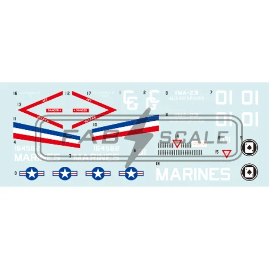 FabScale AV-8B Harrier II Plus VMA-231 CG01 MCAS Cherry Point 2019 ملصق مرن مقطوع بالقالب لـ 1/48 HASEGAWA Eduard Revell UMA