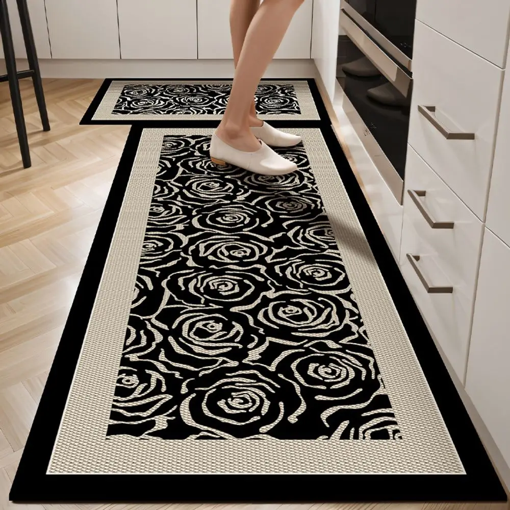 VIKAMA Diatomite Kitchen Carpet Oil-Resistant and Water-Absorbent Retro American Style Dining Room Rug Easy to Clean Home Decor