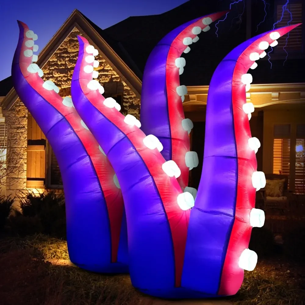 

Halloween Inflatable Decoration, 2 Pieces of 6FT Octopus Tentacles with 36 Built-In LED Lights, Halloween Outdoor Decoration