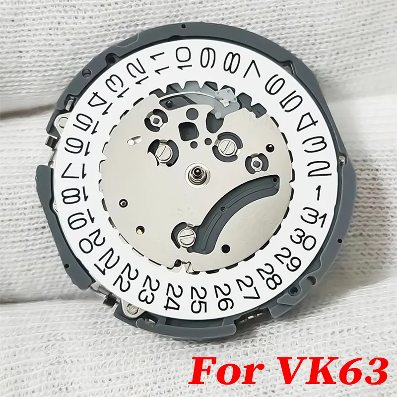 

Оригинальный японский кварцевый механизм VK63 VK63A, черный, с дисковым колесом даты/3H, модифицированный хронограф, версия VK63A-3, с батарейкой