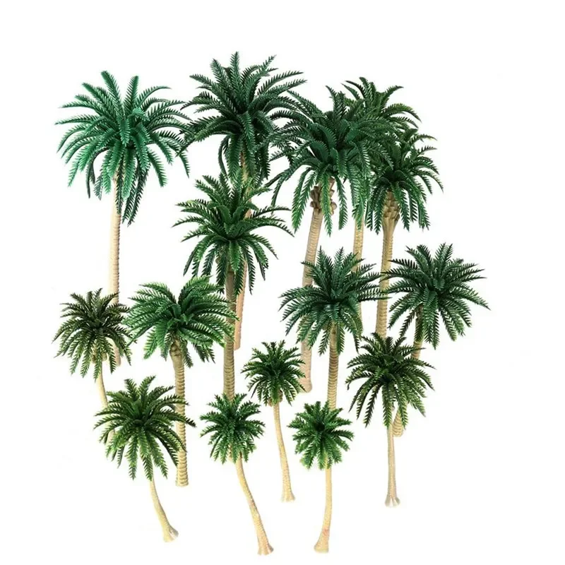 

15pc Plastic Palm Tree Diorama Scenery Model Artificial Plant Simulation Coconut Tree Sand Table Model Tactical Prop Home Decor