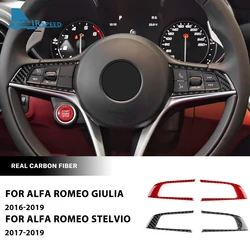 Real Soft Carbon Fiber Sticker For Alfa Romeo Giulia 952 Stelvio 949 2017 2018 2019 LHD RHD Car Steering Wheel Button Frame Trim