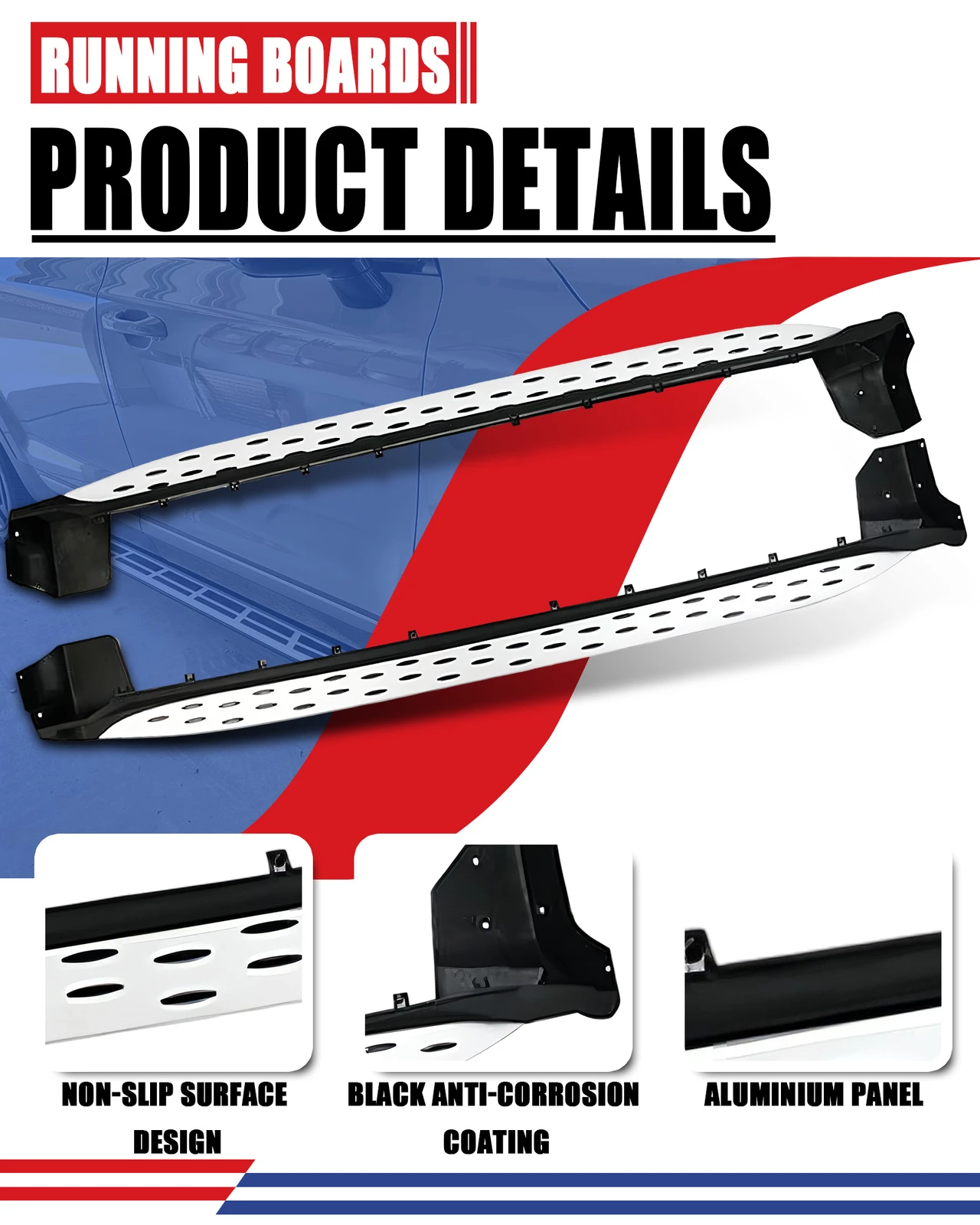 

US Stock Running Boards for 2011-2021 Jeep Grand Cherokee Side Step Nerf Bar 4''