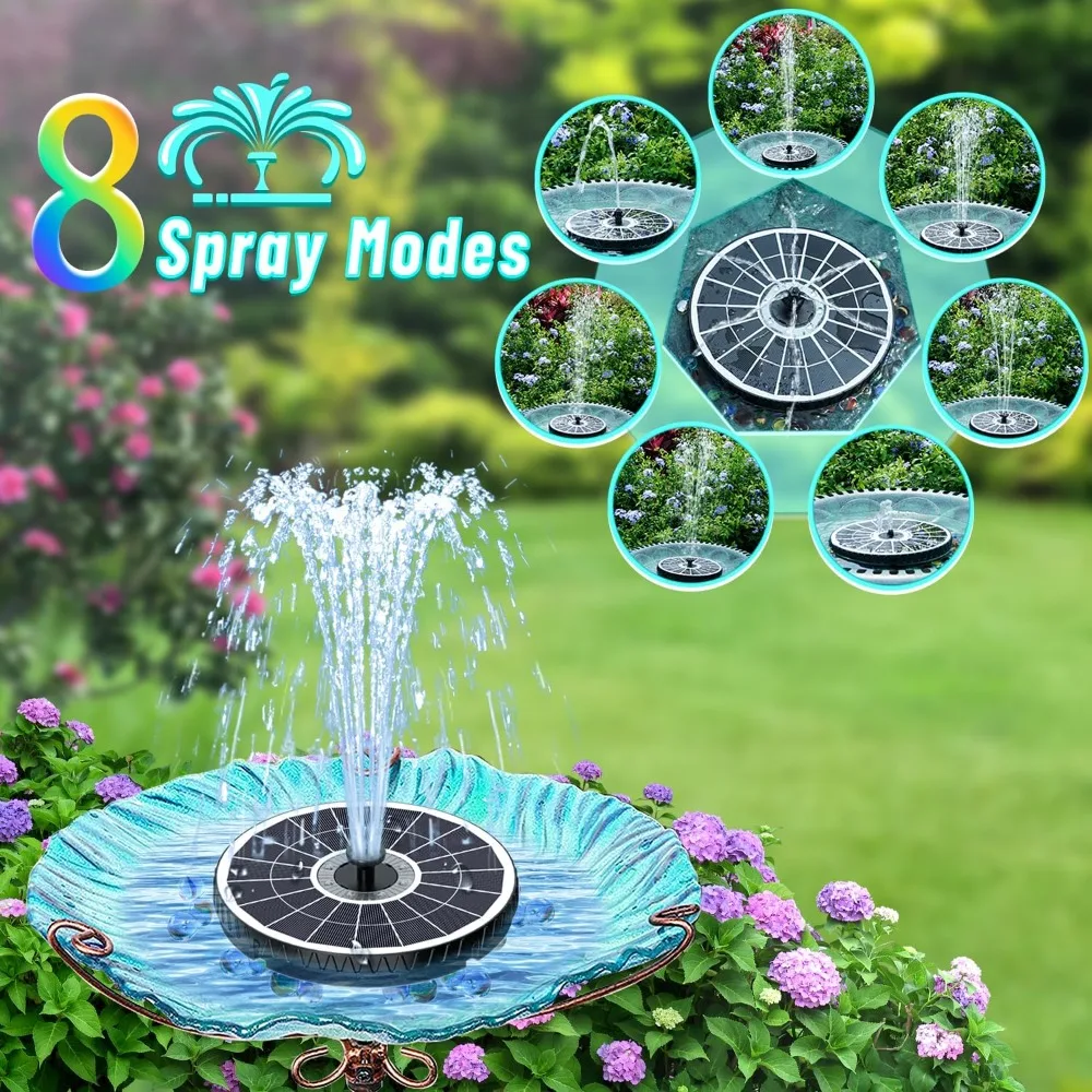 

Remote Control Solar Fountain, 2024 Upgrade 6W Solar Bird Bath Fountain with 4000mAh Battery, Solar Powered Hummingbird Water