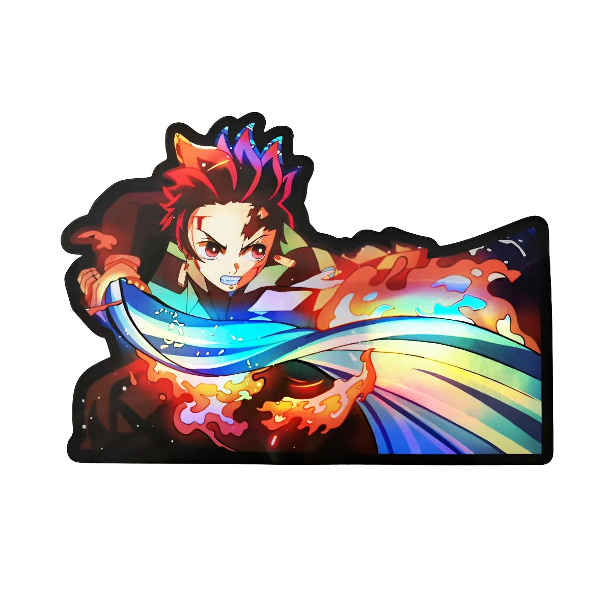 Demon Slayer Cartoon Holographic Anime Laser Stickers Motorcycle Anime Lenticular Car Window Sticker For Laptop Hot（25 designs）