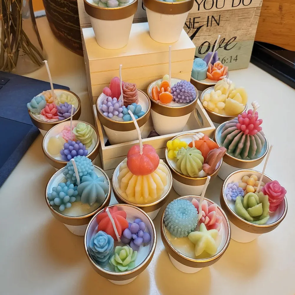 6pcs Succulent Silicone Candle Molds 3D Succulent Cactus Candle Molds for Candle Soap Making, Wax, Resin Casting, DIY Molds