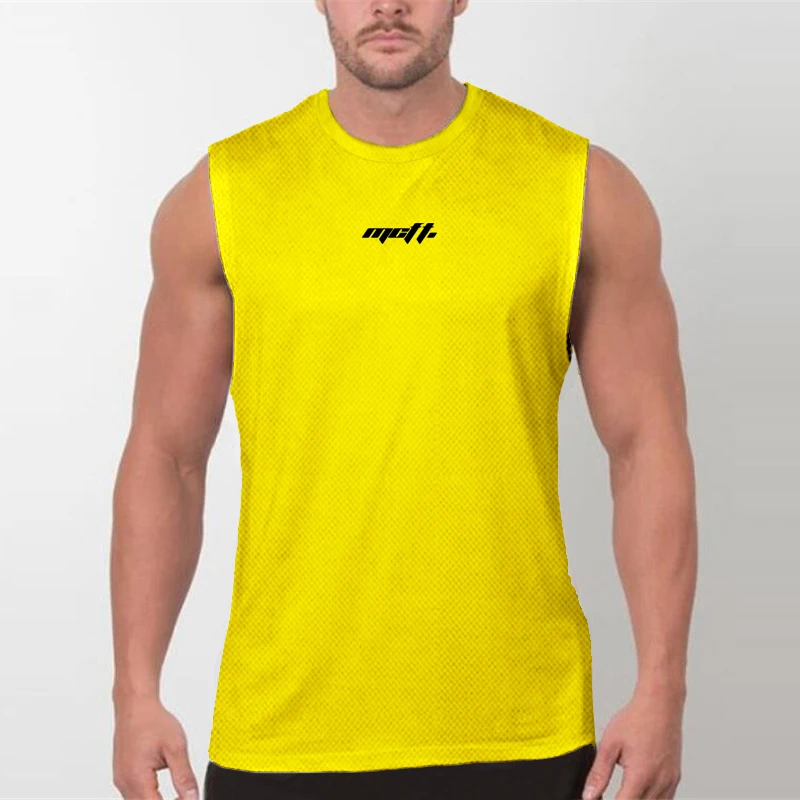 Men's Fitness Tank Tops Europe United States Fashion Brand Round Neck Sports Sleeveless T-shirt Summer Men Mesh Running Vests