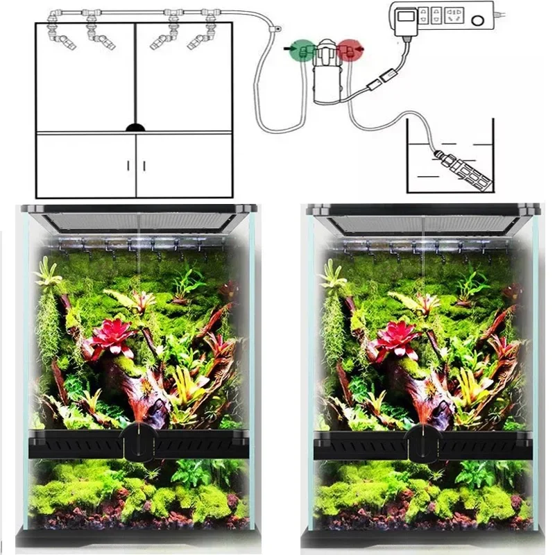 Imagem -04 - Umidificador Fogger para Répteis Rainforest Spraying System Kits Silent Pump Fog Machine Garden Spray Série d