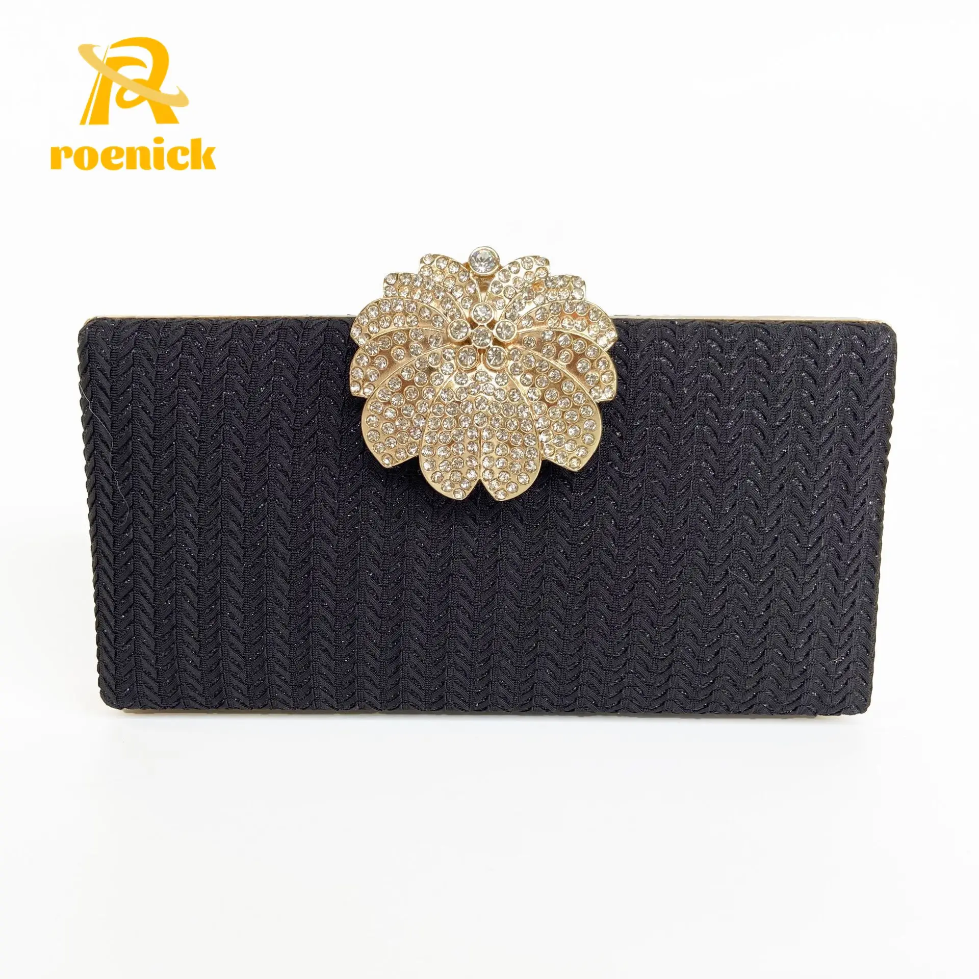 

ROENICK Women's Flower Diamonds Evening Bags with Metal Handle Dinner Dress Day Clutch Beaded Square Handbags Purses Mini Totes