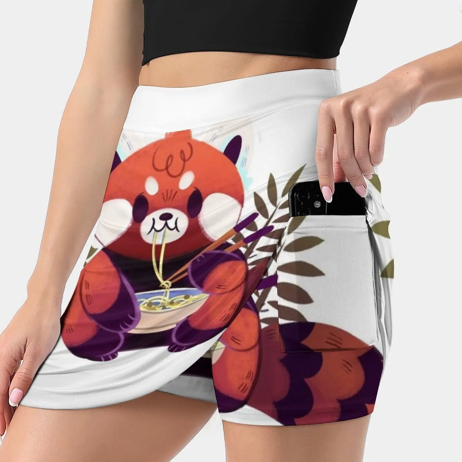 Red Panda Eating Ramen Women's skirt Sport Skort Skirt With Pocket Fashion Korean Style Skirt 4Xl Skirts Red Panda Animals Fine