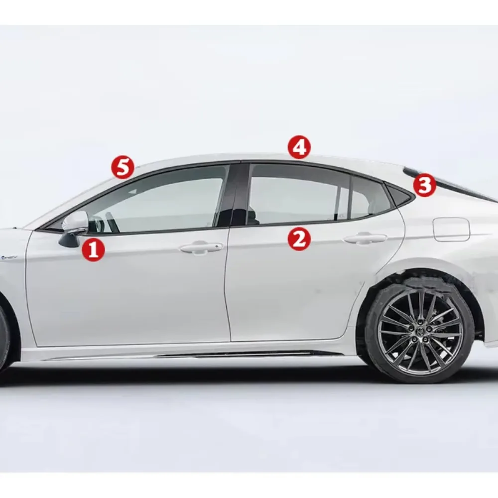 

For Toyota Camry 2018-2023 8th 2024-2025 9th Stainless Black Exterior Window Molding Strip Sill Side Cover Trim Chrome Delete