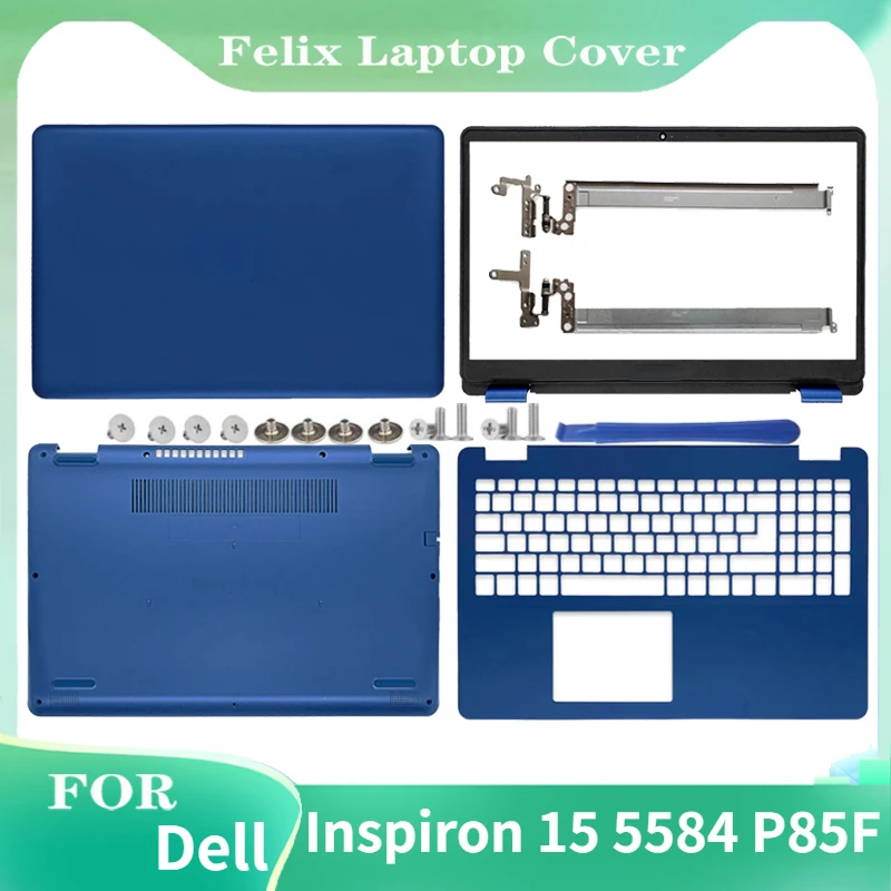 

New Laptop Case For Dell Inspiron 15 5584 P85F LCD Back Cover/Front Bezel/Hinges/Palmrest/Bottom Case Rear Top Back Cover blue