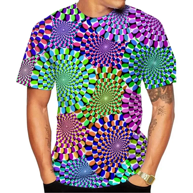 2026 New 2025 Unisex Street Style T Shirt for Men and Women Featuring 3D HD Optical Illusion Print Design Casual Funny