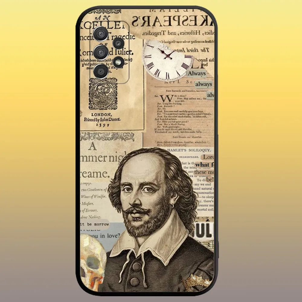 William Shakespeare Phone Case for SamsungA 91,80,73,72,71,70,53,52,51,42,41,40,32,31,30,22,21,20,13 S 4G 5G Soft Black Case