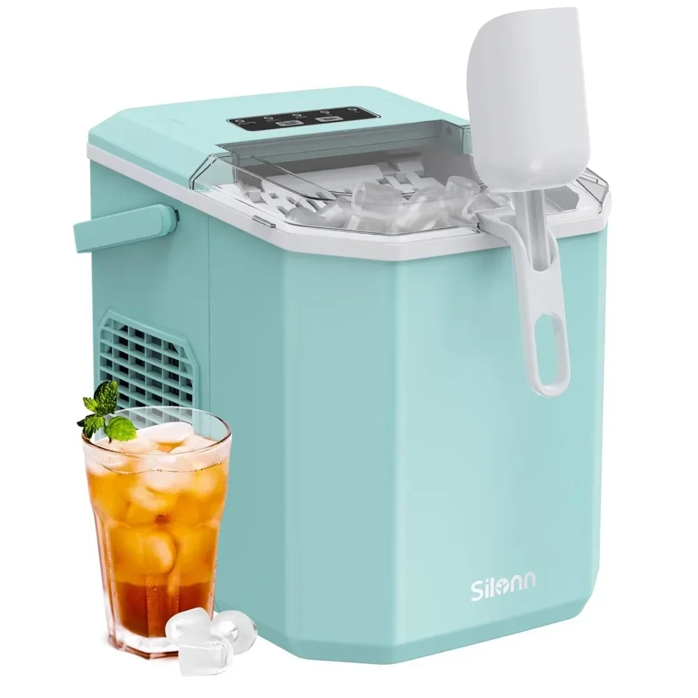 Ice Maker,  Self-Cleaning Ice Makers with Basket and Scoop, 9 Cubes in 6 Mins, 26 Lbs24H, Ideal for Camping,Portable Ice Machine