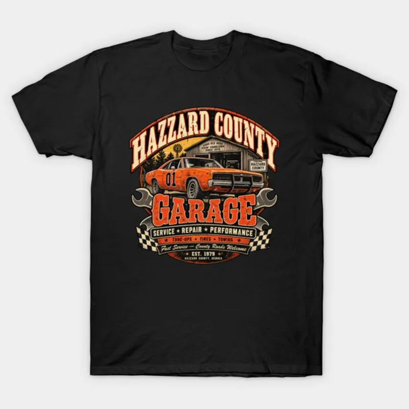 Retro Dukes of Hazzard Vintage Hazzard County Racing Graphic T-Shirt General Lee 01 Muscle Car Tee Classic 80s TV Fan Gift Top