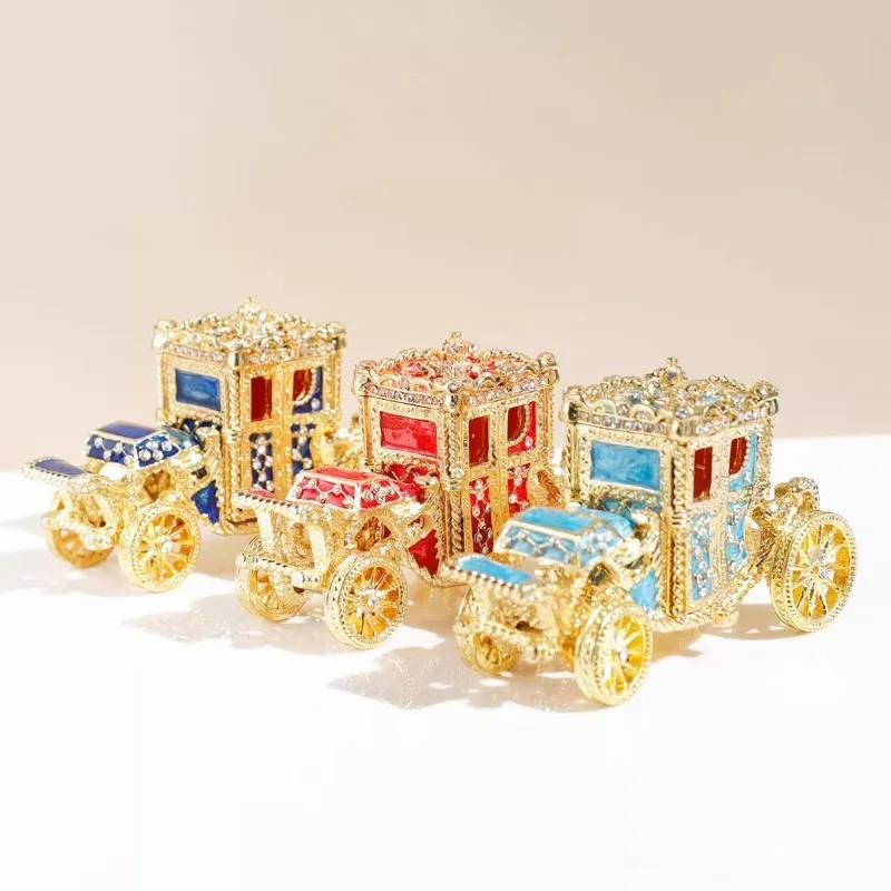 Royal Style Retro Royal Carriage Style Enamel Small Gift Box, Hinges, Family Unique Gift, Girls' Gift