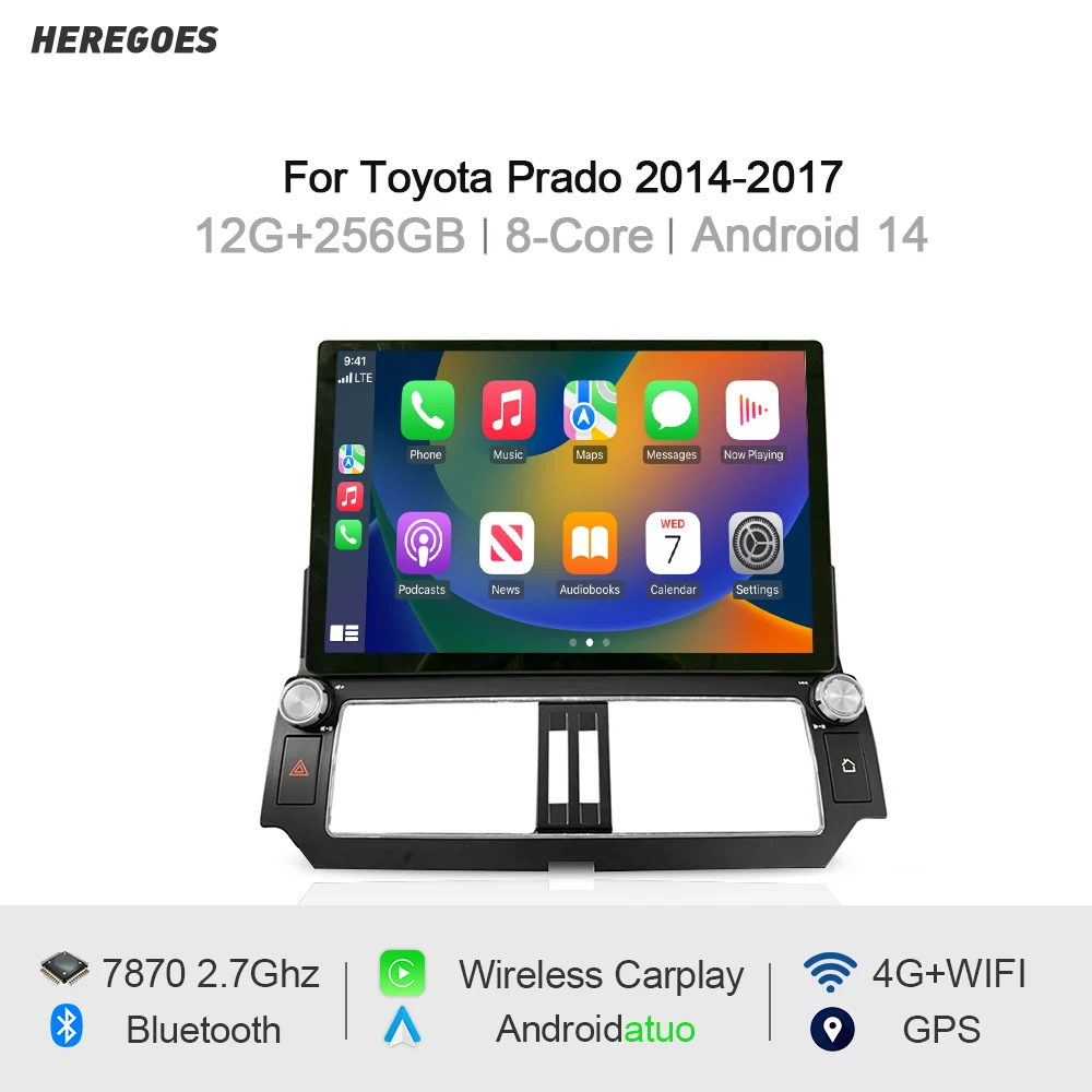 

Carplay 13" 12+256GB Car Radio Android 14 GPS Navigation Wifi Car Multimedia Player For Toyota Land Cruiser Prado 150 2014-2017