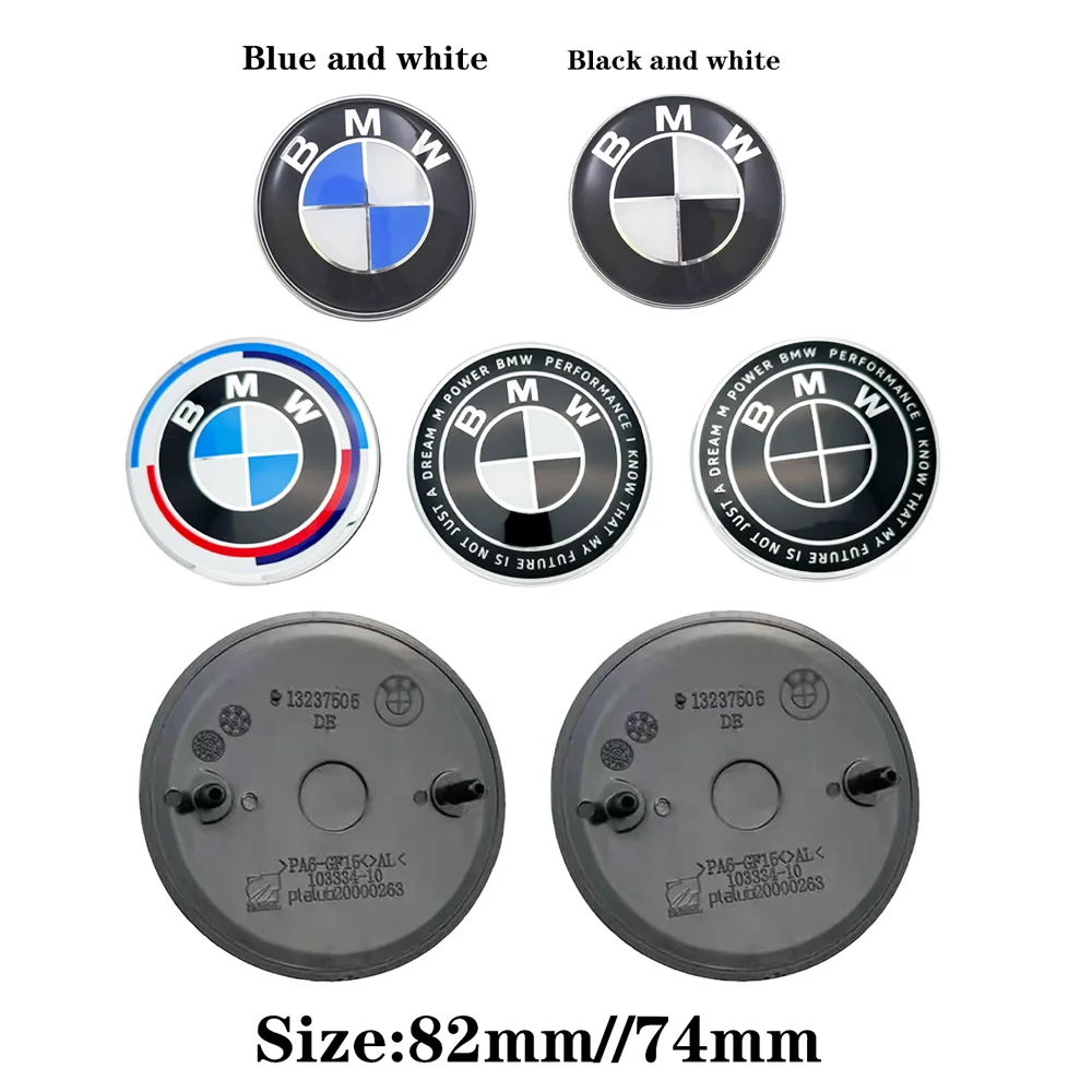 10Pcs 82mm 74mm Black Base front/rear boot badges hood trunk Emblem logo for bmw E46 E39 E38 E90 E60 Z3 Z4 X3 X5 X6 Accessories