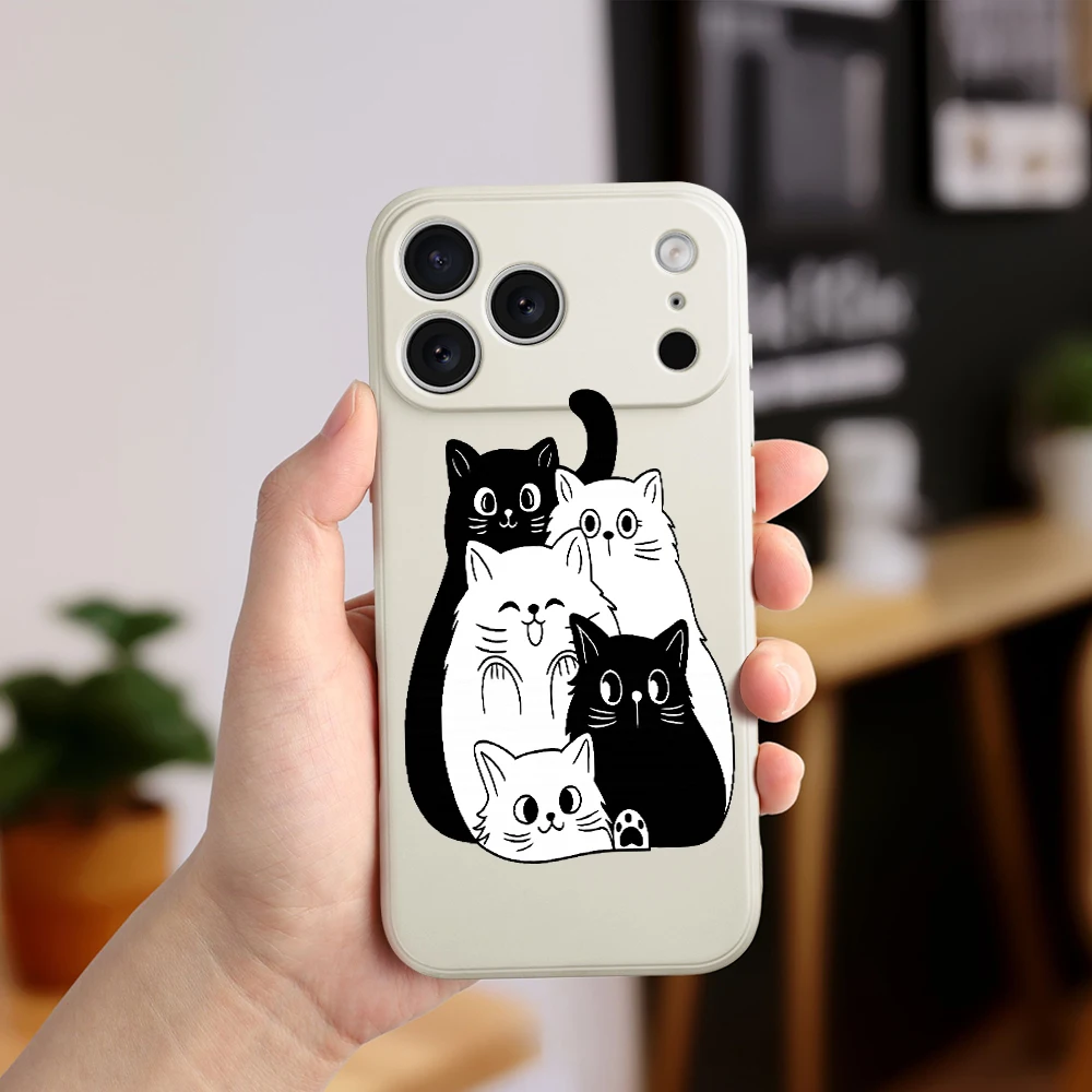 لطيف القط نمط غطاء من البولي يوريثان كوكه آيفون 17 ProMax 17 الهواء 16 15 14 13 12 11 برو ماكس XS Max7 8 Plus 16e 16 Plus