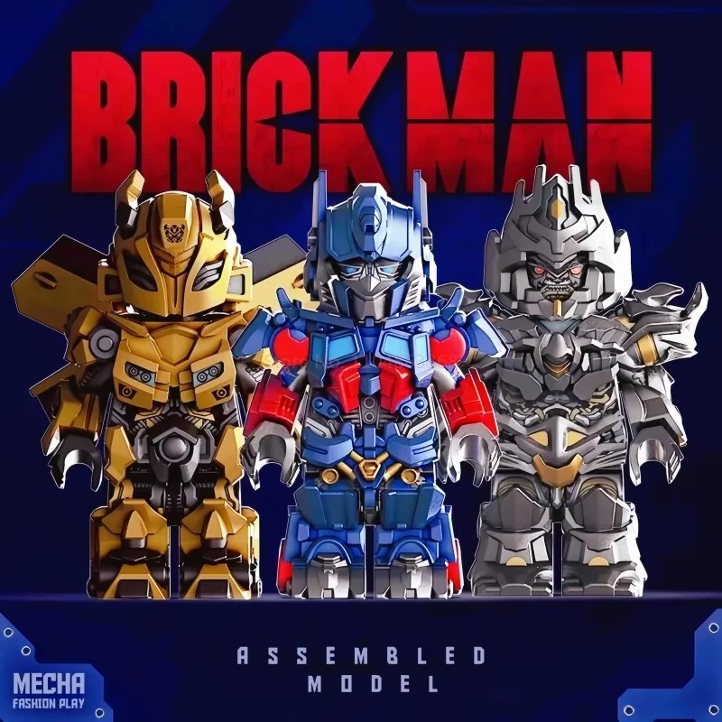 Brick Man Gold Edition Transformer Assemble Kit Optimus Prime Bumblebee Action Figure - Transforming Car Toy Gift For Children