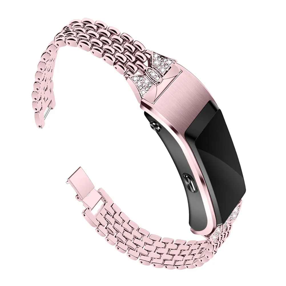 

Роскошный ремешок для смарт-часов B5 из нержавеющей стали с бриллиантами, розово-розовый, сменный, со стразами