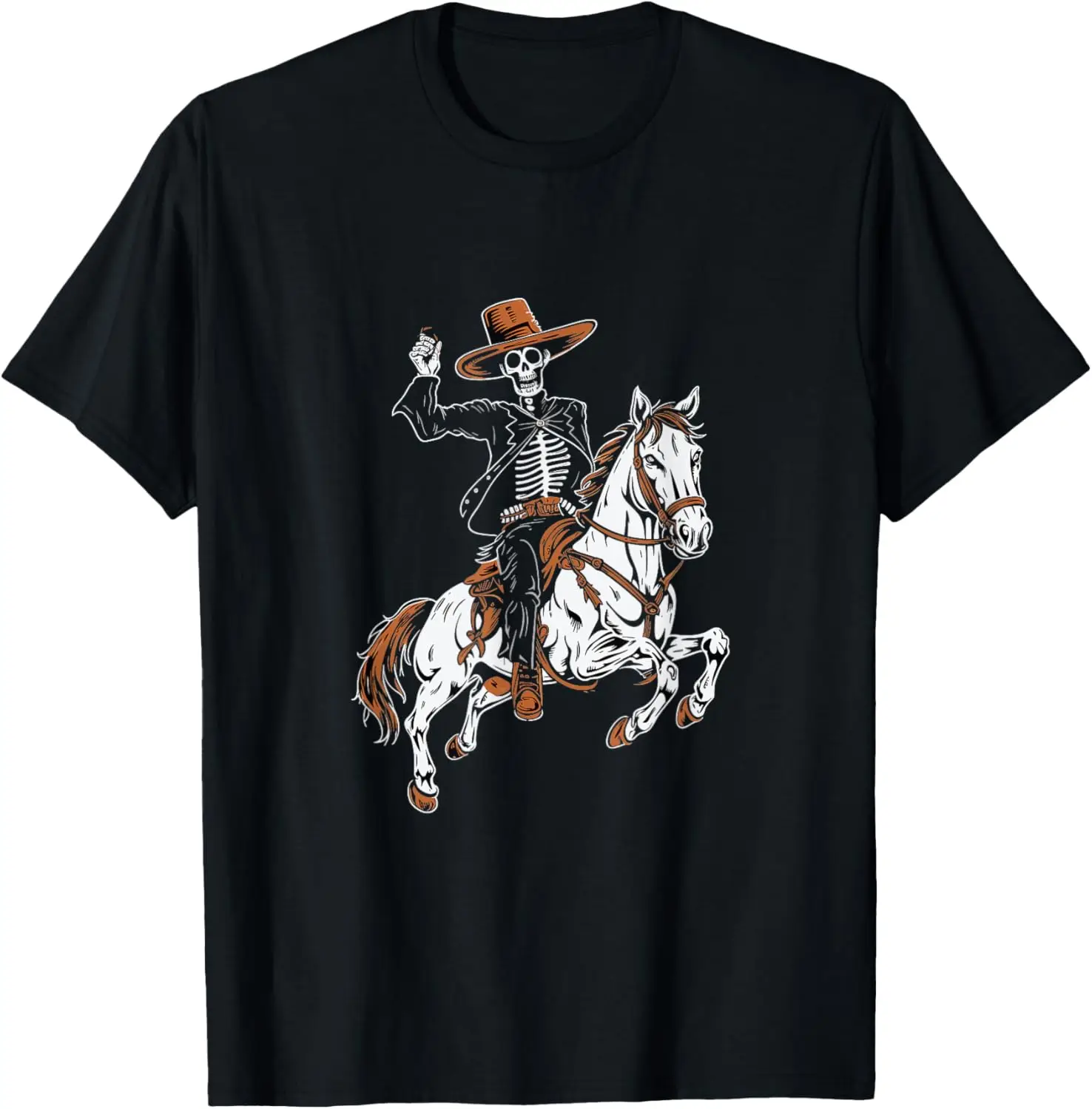 

Skeleton Cowboy Riding Horse Halloween Rider Costume T-Shirt