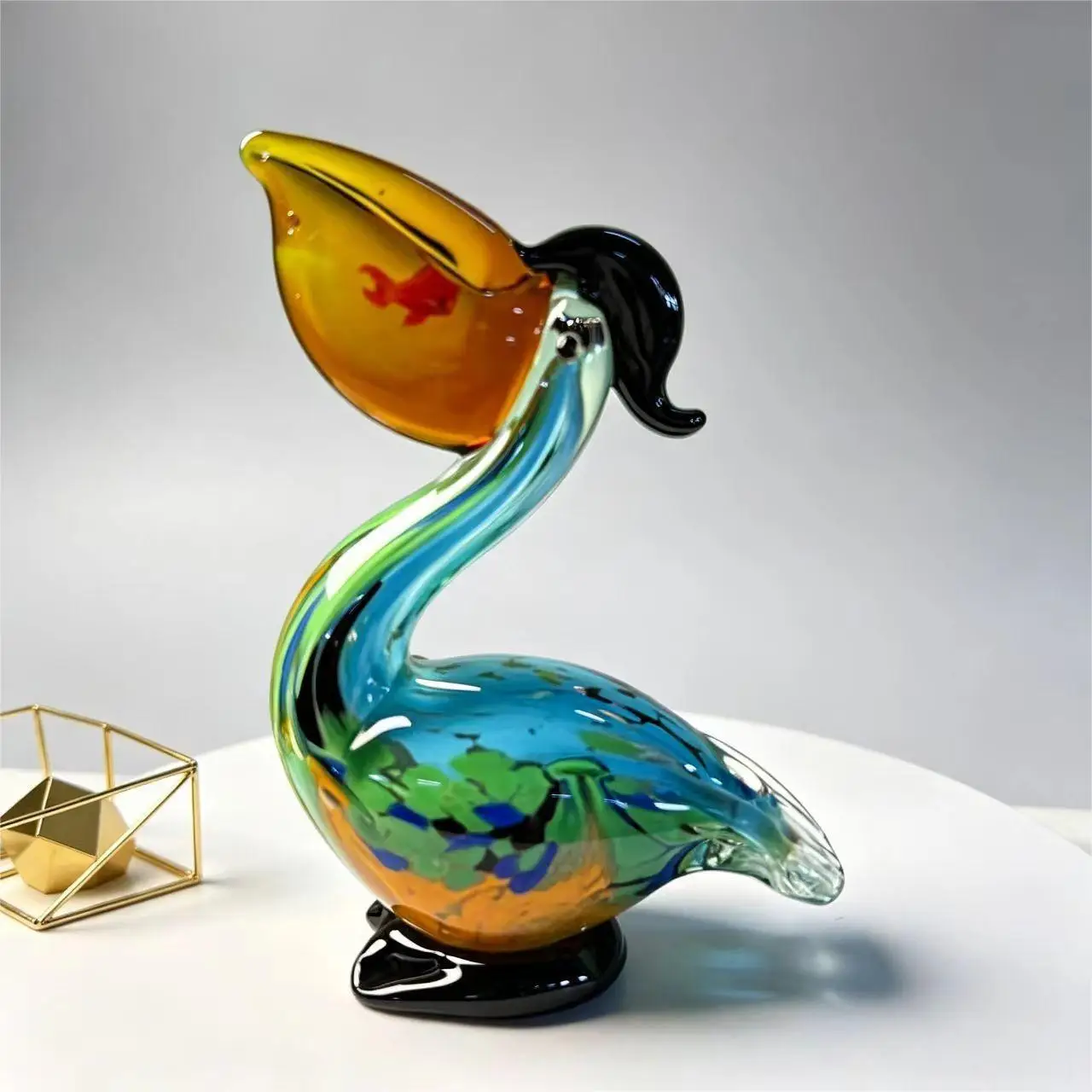 Glazed cute big mouth pelican ornament simulation animal handicraft decoration office entrance pelican ornament