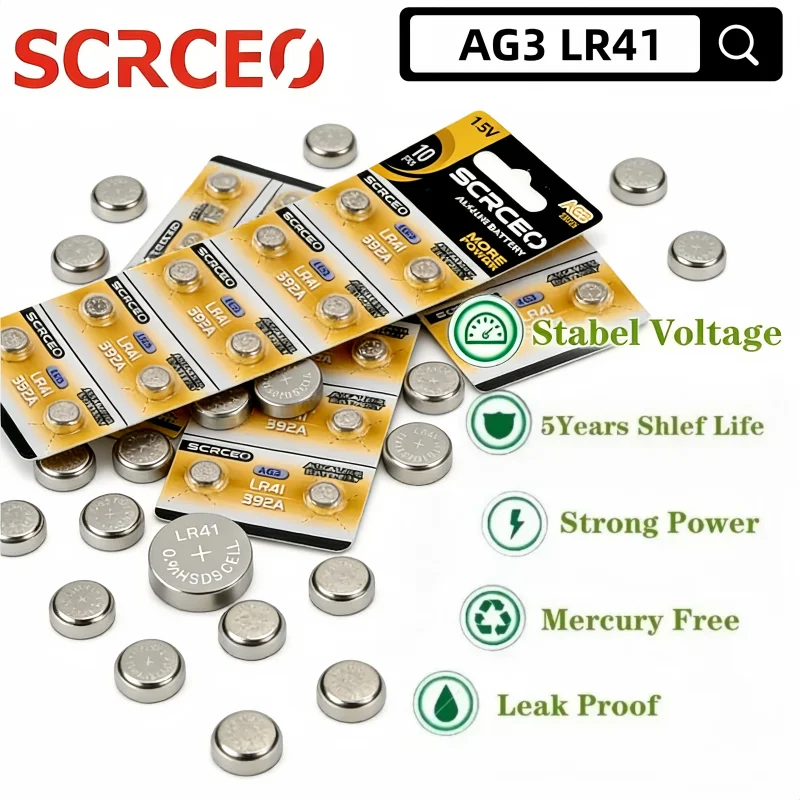 

SR41 LR41 AG3 1.5V Alkaline Button Batteries for Bow Sight Light Watch Thermometer and 384 392 L736f L736c Button Batteries