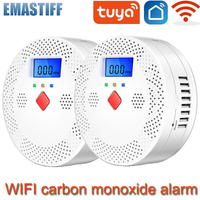 Tuya WiFi Smart Carbon Monoxide Detector Alarm 85dB Sound Warning LCD Digital Display Home Indoor CO Sensor Poisoning Siren