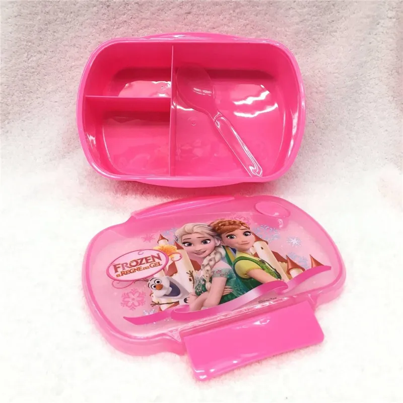 Frozen Lunch Box Anime Elsa Princess Cartoon Cute Pink Lunch Box Portable Leak-proof Food Container Student Plastic Tableware