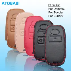 Leather Car Key Cover Bag For Daihatsu Tanto LA650S Sparky Toyota Raize Rubber Tank Roomy Subaru 2023 Smart Remote Fobs Key Case