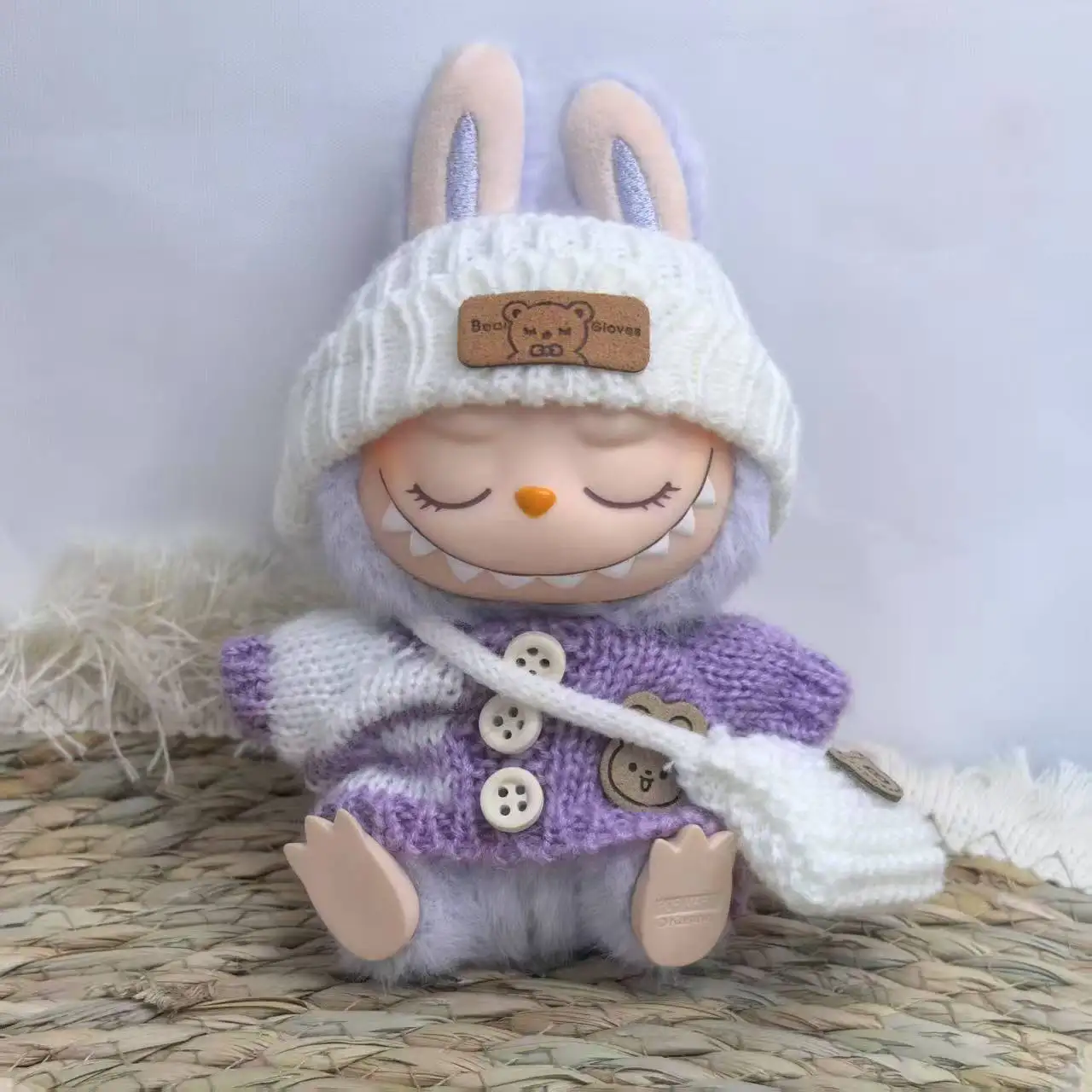 

For 15-17 Cm V1v2 V3 Labubu Clothes Outfit Labubu Sitting Party Bear Label Scarf Hat Bag Dolls Accessories Cute Decoration