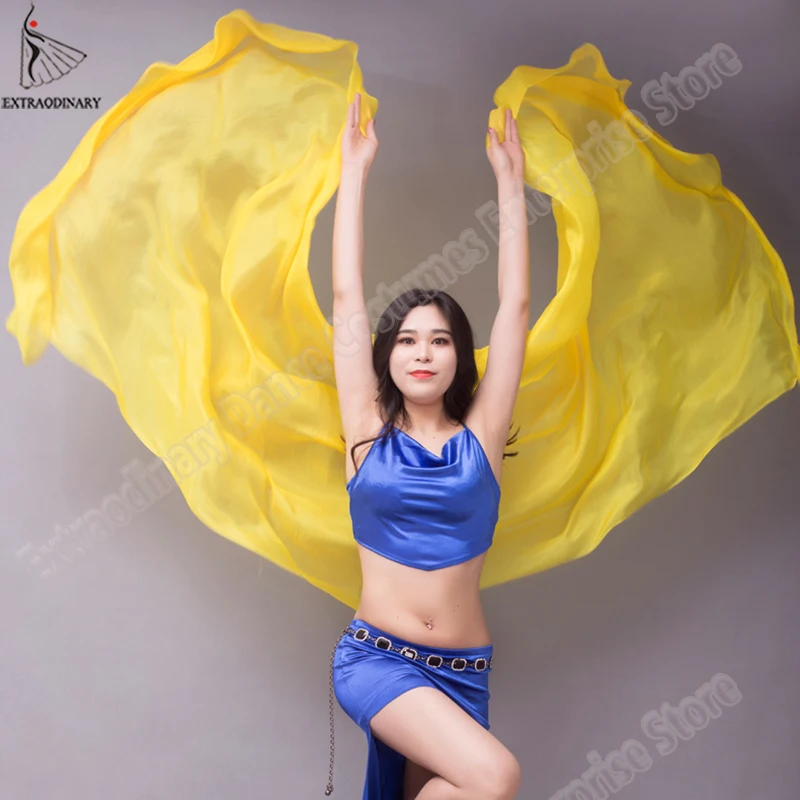 Welon szale kobiety taniec brzucha Silk welony lekka konsystencja etap wydajność ręcznie rzucony szalik kostiumy akcesoria 250 cm 270 cm
