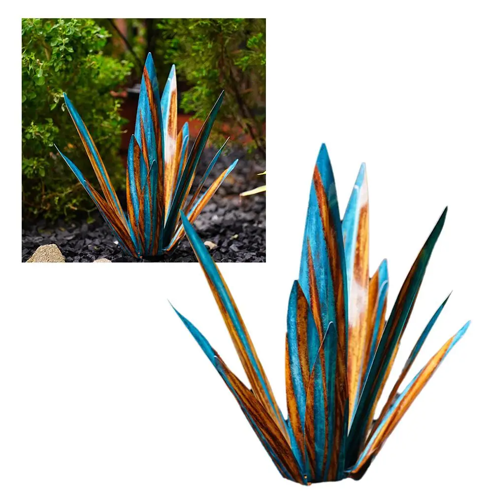 For Garden Exquisite Metal Plant Non-fading Multicolor Metal Art Tequila Cactus Sculpture For Garden S2i6